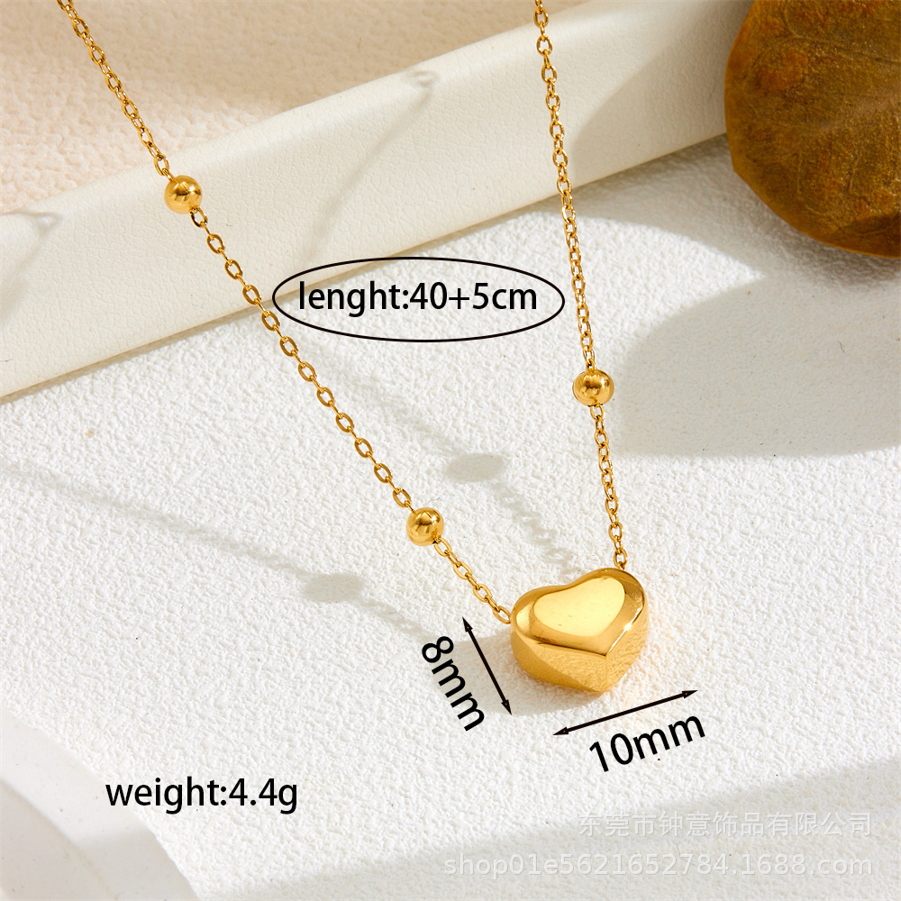 XL-2070 비즈 하트 목걸이 골드