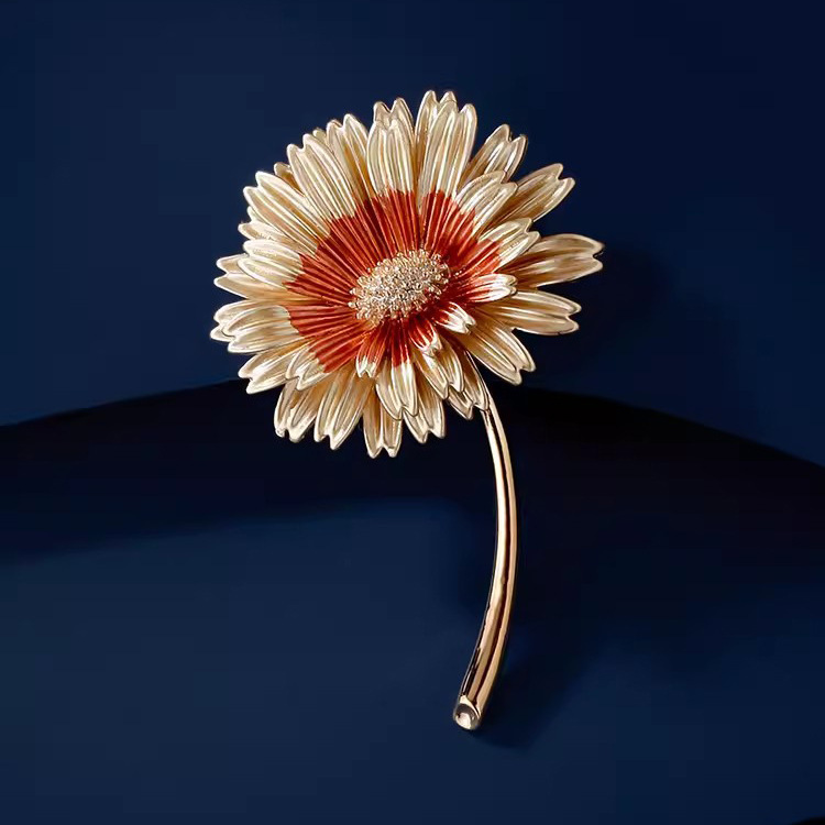 Korean Style Elegant Sunflower Brooch, Accessible Luxury, Exquisite and Versatile Daisy Corsage, Niche Design Pin Accessories for Women