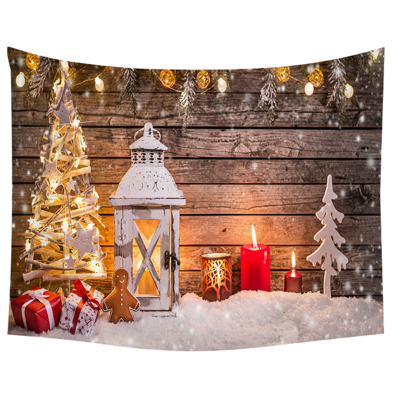 跨境新品定制挂布 圣诞节壁炉雪人许愿树客厅房间床头出租屋挂毯