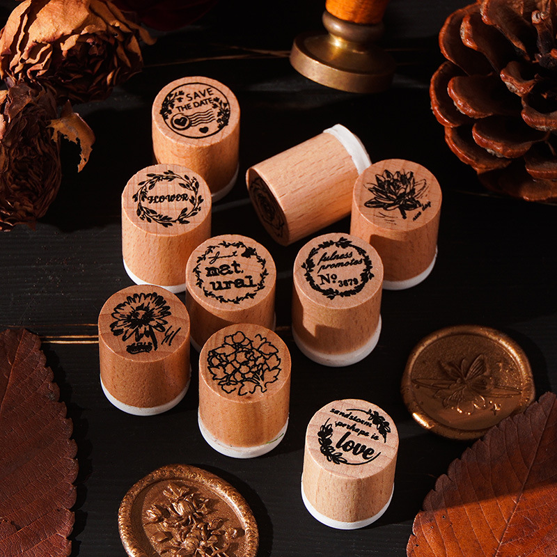 Silent Luxury Time Sello de mano de madera Sello de goma de haya transfronterizo Sello de mano retro Diy Sello de madera creativo