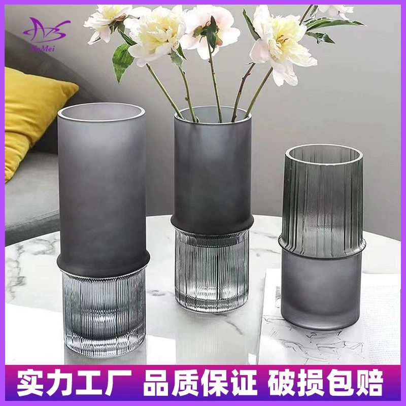 Скандинавская матовая стеклянная ваза из бамбука гидропонная цветочная композиция