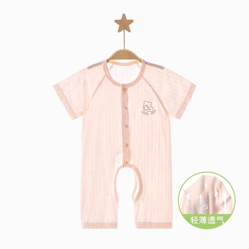 Ropa de bebé de una pieza, ropa de verano para recién nacidos, hombres y mujeres, pantalones delgados de manga corta, mampara de entrepierna abierta, ropa de verano para bebés image 7