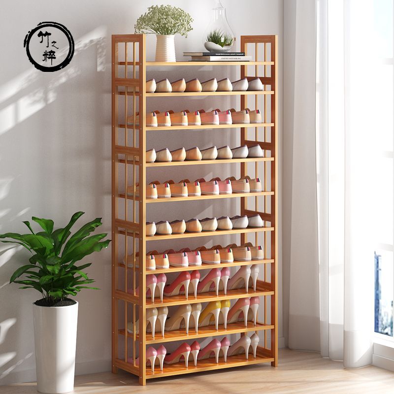 Zapateros de bambú, zapateros domésticos simples de varias capas, zapateros, zapateros, cabezas de madera no maciza, estantes de almacenamiento de dormitorios ensamblados en la puerta