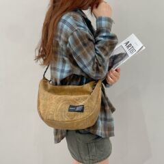 霞洋原创复古大容量饺子包2025新款春夏打结绳子斜挎通勤单肩女包