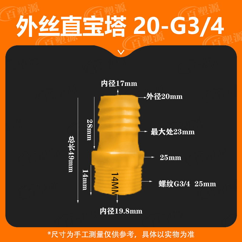 Переходник Qiqi hardware 20мм - G3/4 желтый