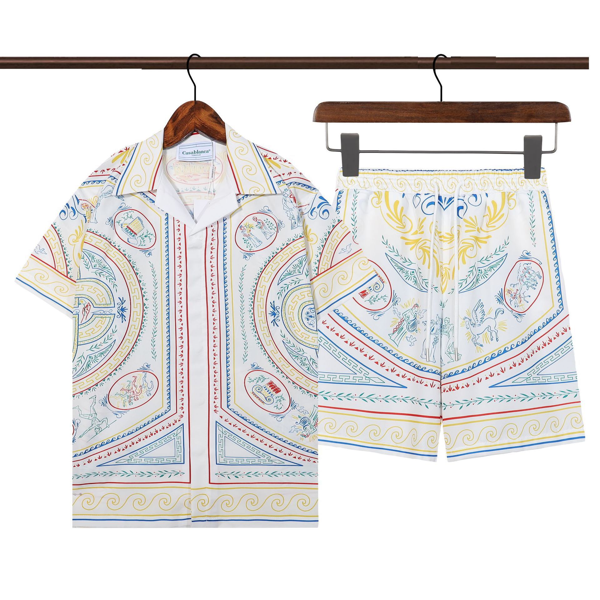 Transfronterizo de verano Amiri set clásico impresión de caju amiri camisa corta casual ropa deportiva para hombres y mujeres