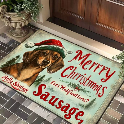 Avtomobil döşəmə paspasları, floor mat, lettered entryway - christmas-dog-7-4060cmcrystal-velvet-with-dot-plastic-backing