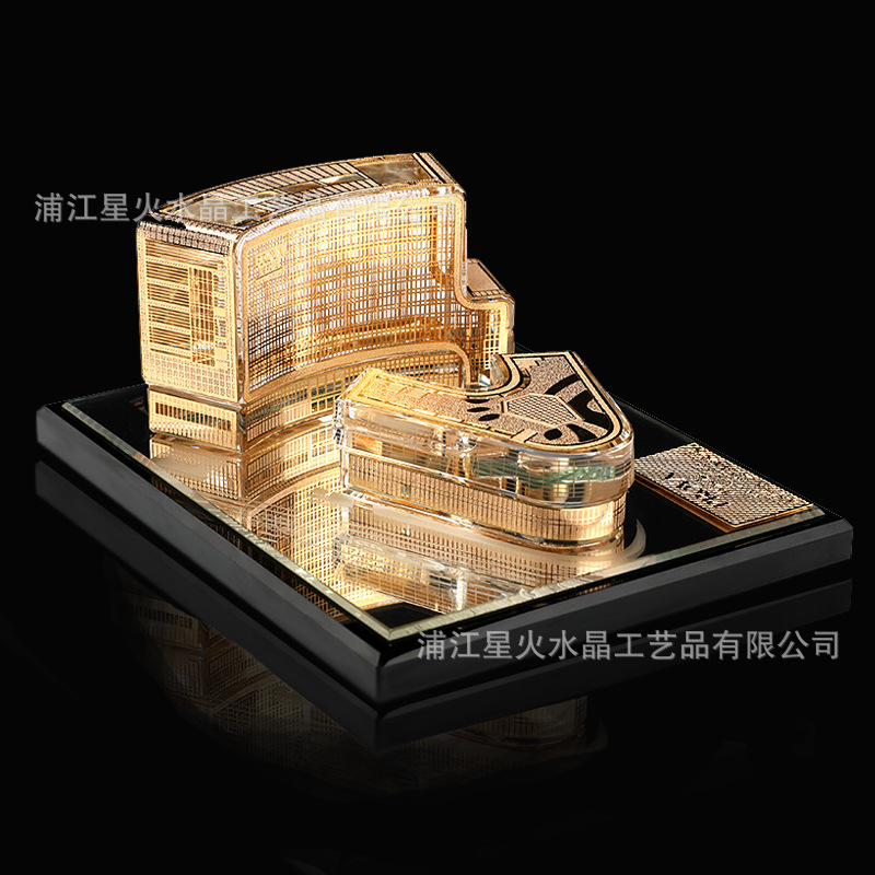 3D水晶金箔建筑模型纪念品摆件