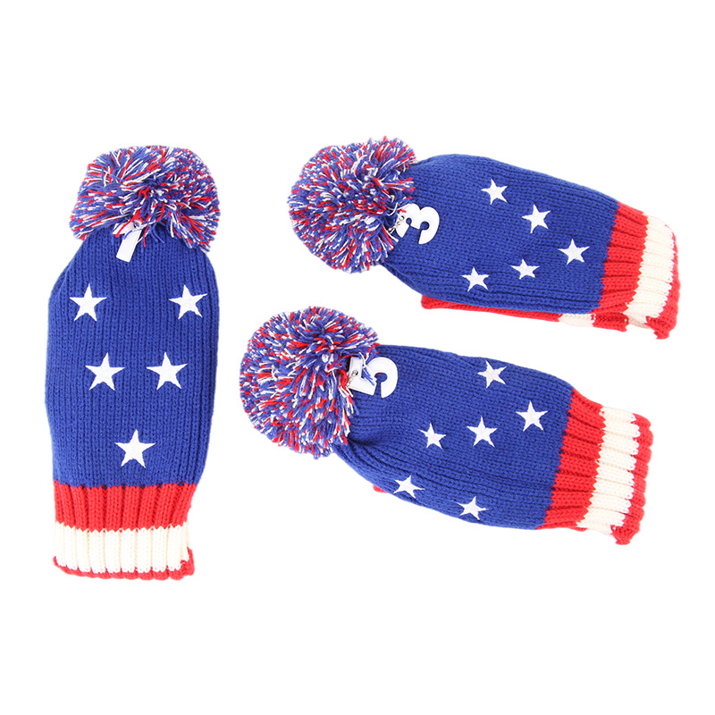 Cubierta de poste de madera de golf de punto 135 de tres piezas de lana engrosada cubierta protectora transfronteriza Venta caliente