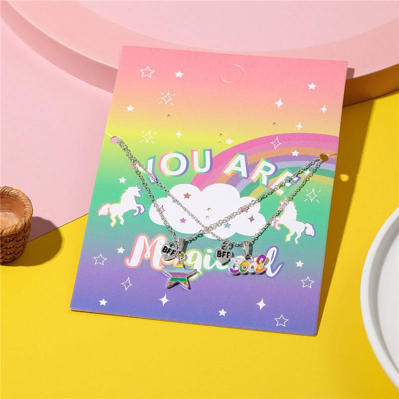 Fashion Letter Alloy Enamel Girlu0027S Necklace 2 Pieces