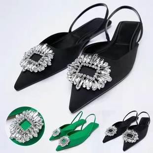 Завод оптовая торговля внешняя торговля обувь женская 2022 шахин зеленый горный хрусталь темперамент свадебная обувь Muller Shoes. фея наконечник сандалии