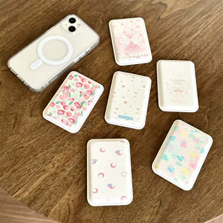 奶油风 PU 磁吸手机卡套多款小清新卡通碎花强磁吸附证件收纳卡包
