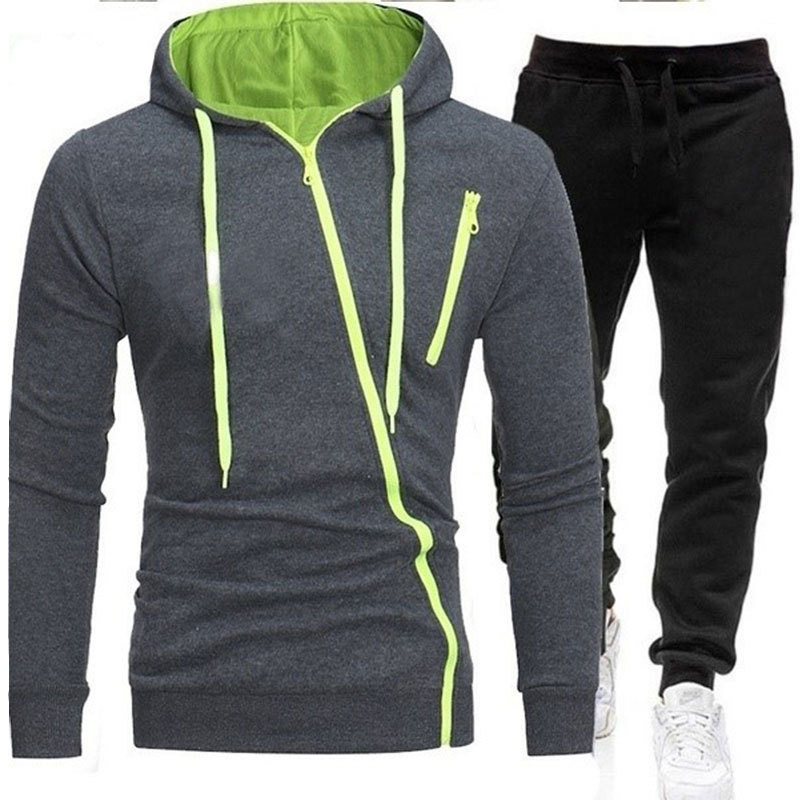 Cross-border hombre otoño y invierno nuevo hombre casual chaqueta deportiva al aire libre chaqueta encapuchada pantalones de manga larga moda