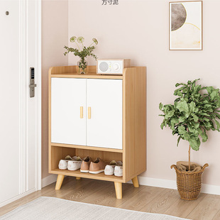 Simple Shoe Cabinet for Home Entrance Solid Wood Leg Storage Rack Living Room Balcony Space-Saving Large Capacity Multi-Layer Dust-Proof Shoe Rack