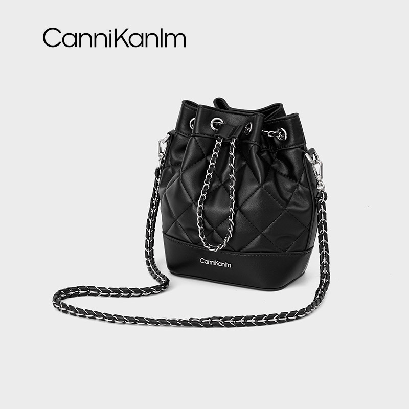 CanniKanlm Genuine Leather Small Bucket Bag Backpack For Women 2025 New Arrival Premium Texture Chain Shoulder Crossbody Bag - Thumbnail 4
