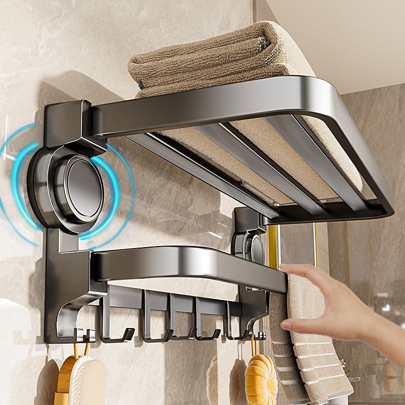 Suction Cup Bathroom Gun Gray Punch-Free Towel Rack Bath Towel Bathroom Storage Rack Bathroom Shower Room Toilet Storage Rack