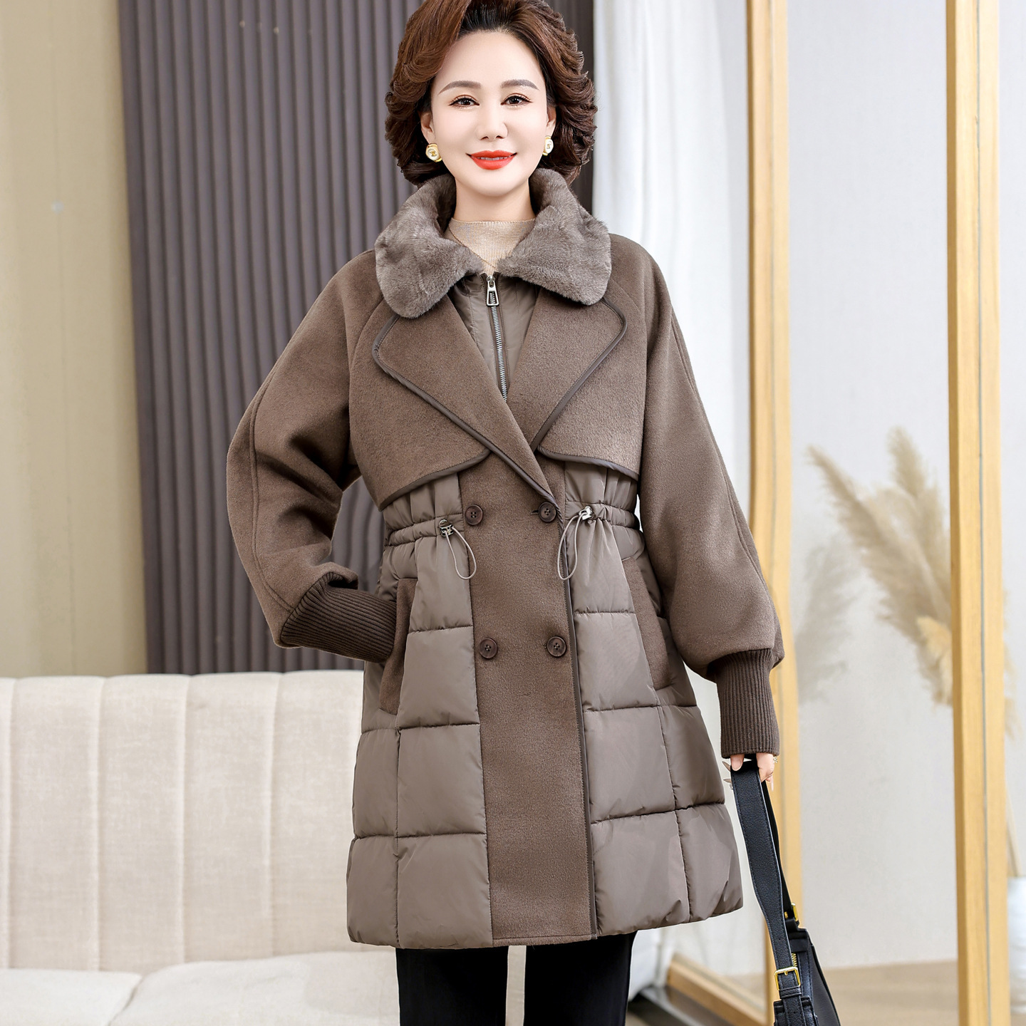 2025 invierno nuevo abrigo de algodón de pluma para mujeres de largo y grueso abrigo de algodón de moda versátil chaqueta de algodón madres de mediana edad image 6