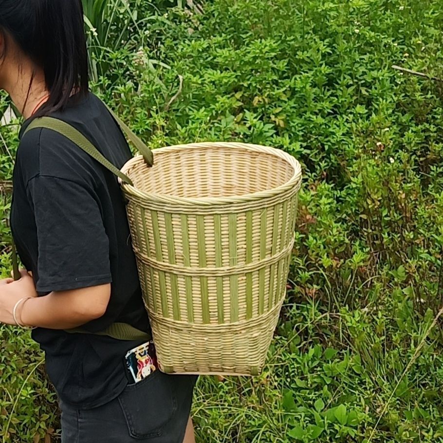 云南农村竹子背篓竹编农用加厚儿童四川贵州塑料背篼道具买菜采茶