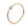 Fashionable diamond retro golden women's bracelet stainless steel, jewelry, European style, pink gold, wholesale