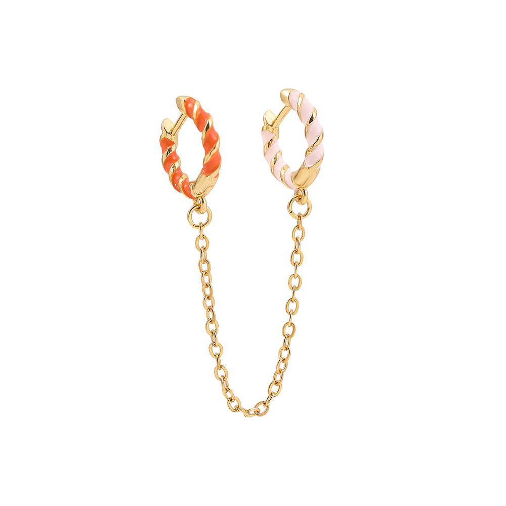 Wholesale Jewelry Simple Color Twisted With Chain Copper Earrings Nihaojewelry display picture 3