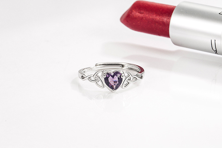 Fashion Heart Shape Copper Inlay Zircon Rings 1 Piece