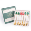 Christmas spoon, cartoon cute set, dessert gift box for elderly