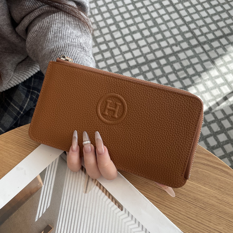 Wholesale Genuine Leather Women's Long Wallet Niche Design 2026 New Arrival Luxury Multi-Functional Zipper Purse - Thumbnail 8