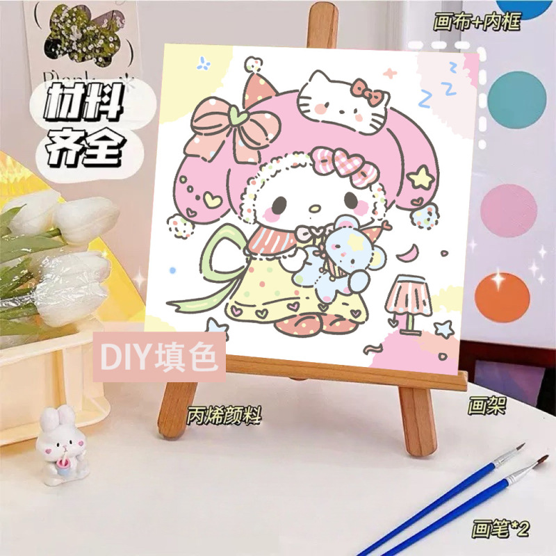 サンリオデジタル油絵 diy 手描きカラーリングクロミメロディー漫画かわいい装飾画メーカー卸売|undefined