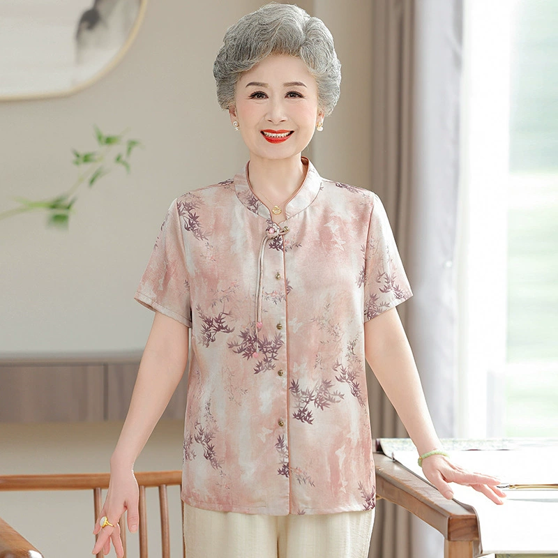 Среднего и пожилого возраста бабушка летняя рубашка с короткими рукавами
