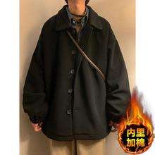 韩版毛呢外套男短款宽松大码夹克秋冬季加绒加厚呢子大衣黑色棉服