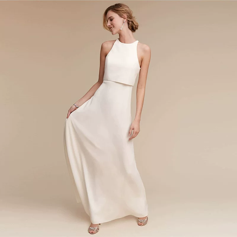 Белое свадебное платье, oversize, прямого силуэта A-line, для подружек невесты