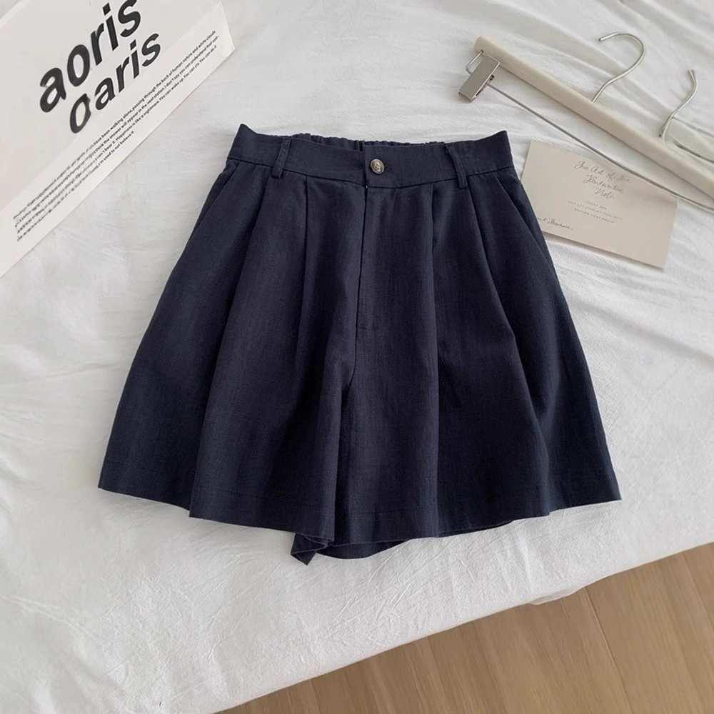 Рекомендуется для личного использования ~ широкие шорты из хлопка и льна в стиле ретро для женщин. Лето 2025 года, новые модные повседневные брюки трапециевидной формы с высокой талией для похудения.