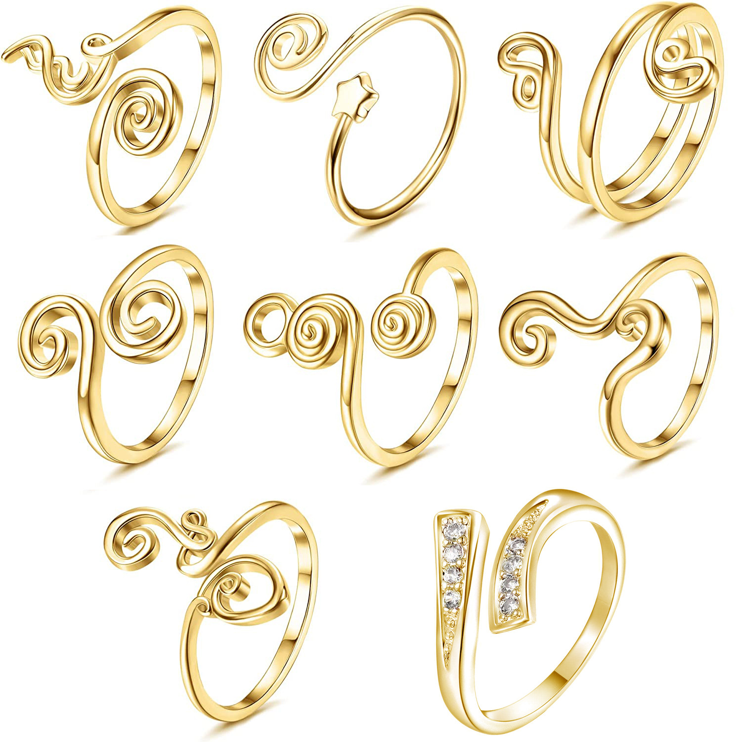 Brass Material Brass Inlay Geometric Zircon Toe Rings