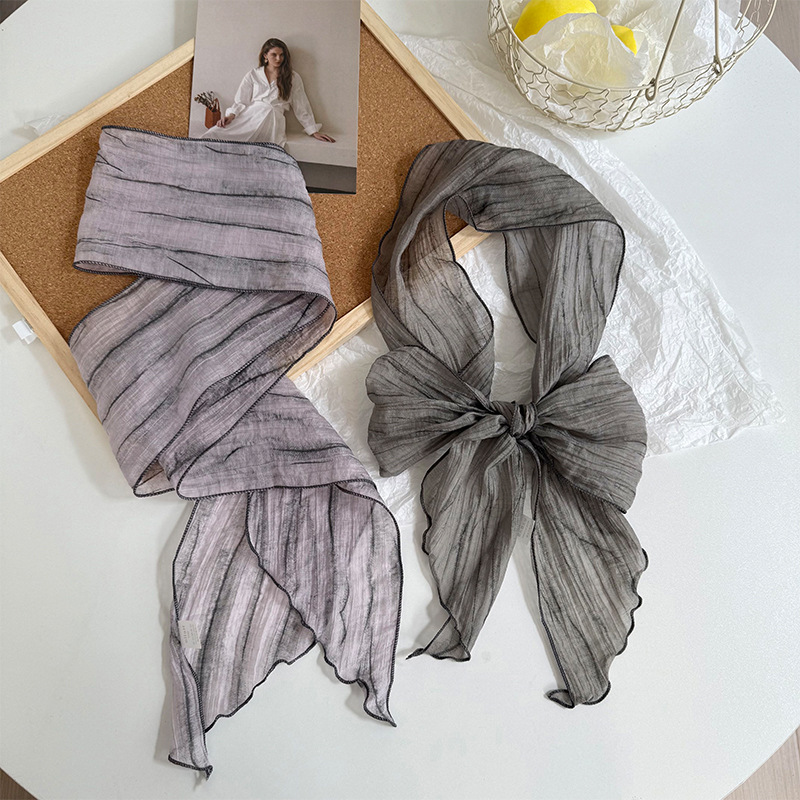 Pañuelo de seda de alta calidad nuevo estilo teñido anudado decoración bufanda pequeña bufanda delgada pañuelo en la cabeza cinturón para el cabello con cinta para el cabello cinturón multiusos