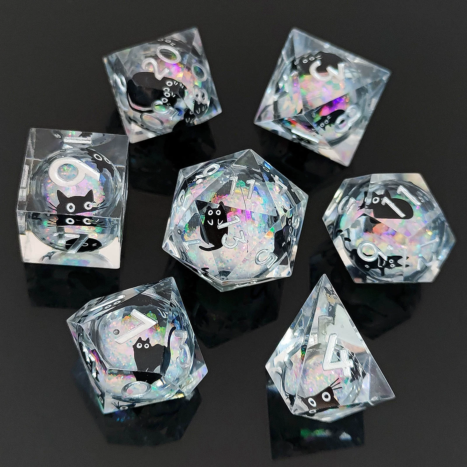 Набор игральных костей из смолы с жидким наполнителем для D&D, Dungeons and Dragons, TRPG, настольных игр, групповых игр и Cthulhu