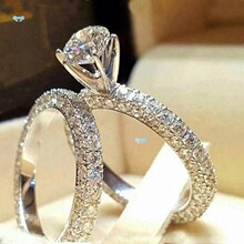 Elegant Women Jewelry Wedding Set Rings White Ring Size -