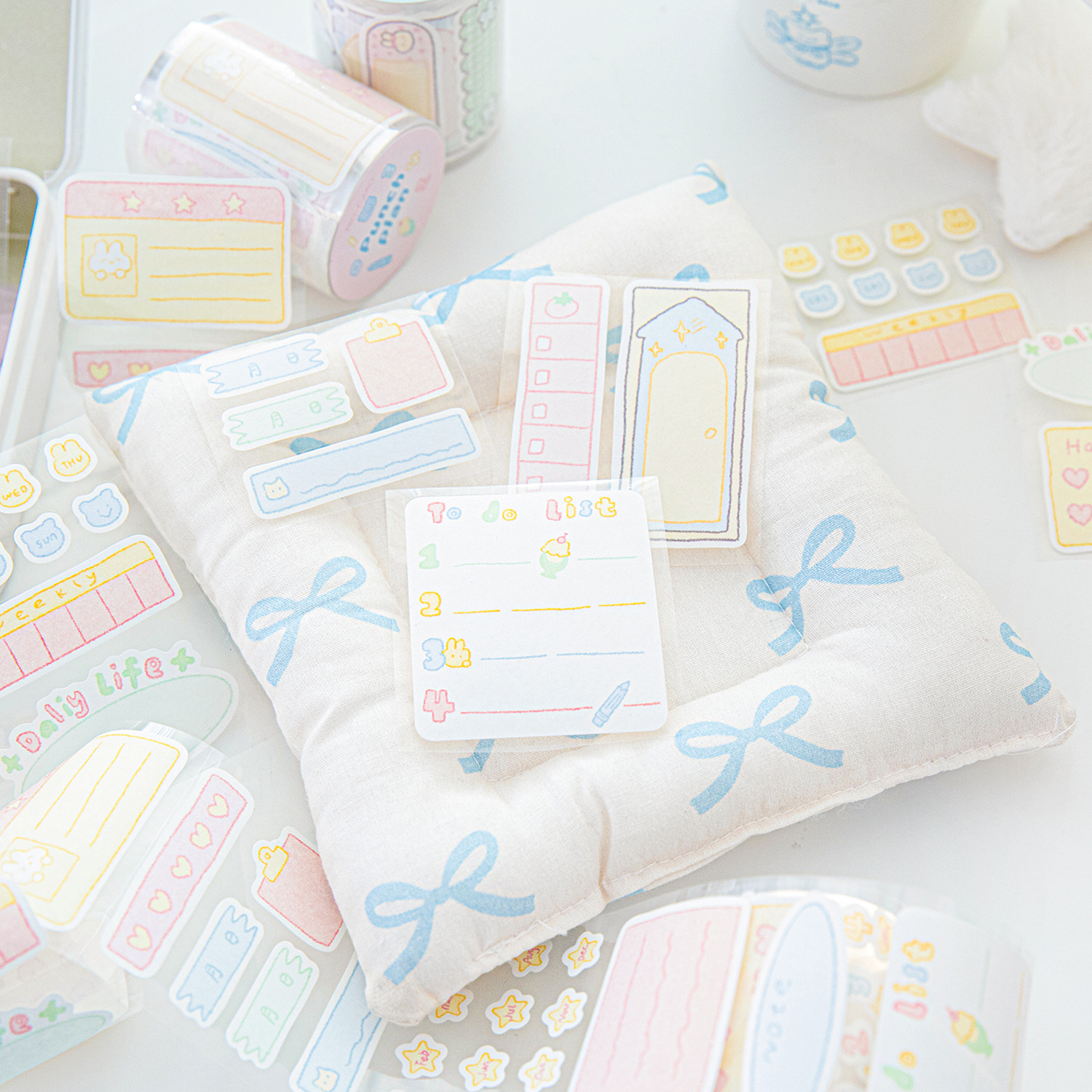 Mo tinta kraft blanco cinta adhesiva de eliminación de residuos de corte de matriz serie de diarios de crema adorable cinta de material de decoración de cuentas de mano