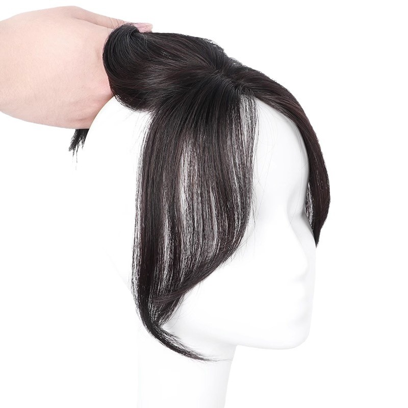 Eight-Character Bangs Wig for Women to Increase Hair Volume on the Top of the Head, Real Hair to Cover Gray Hair, Light and Traceless Hair Replacement Piece, Light