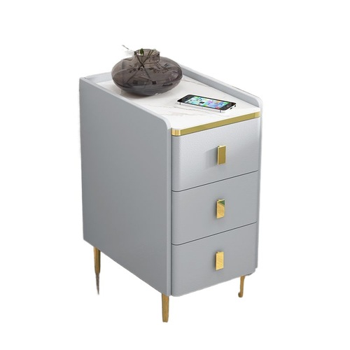 Zsr Solid Wood Bedside Table Small Minimalist Modern High-End Refined Luxury Ins Fashionable Bedroom  New Arrival Narrow Style