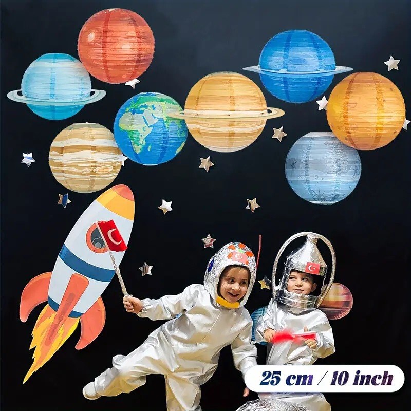 Starry Sky Space Planet Paper Lantern Kindergarten Kidsren's Birthday Party Decoration Supplies New Year's Day New Year Decoration