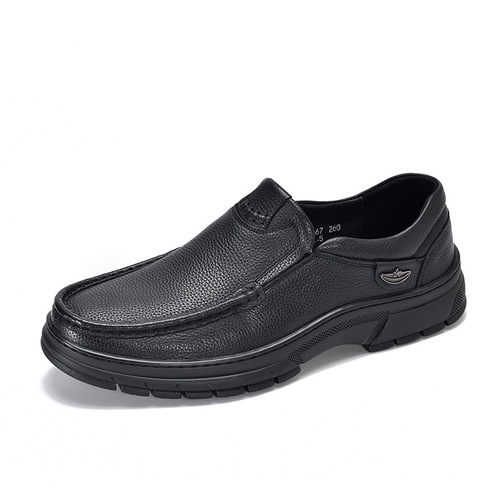 New business leather shoes for men, genuine leather soft sole, versatile first layer cowhide, low-top men's leather shoes, round toe