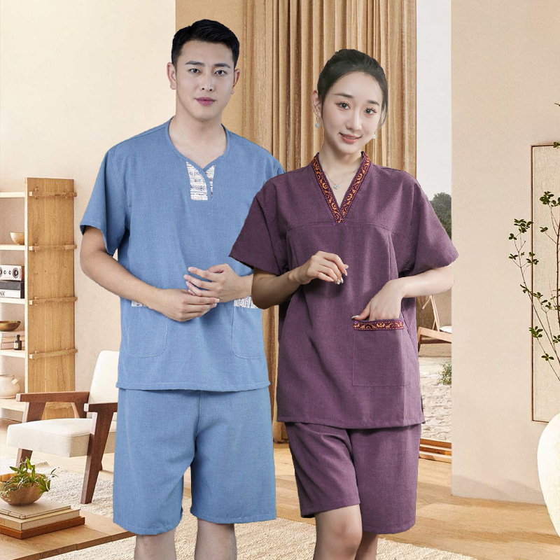 新款涤棉循环浴服桑拿服批发洗浴中心浴服足疗按摩服家用汗蒸服