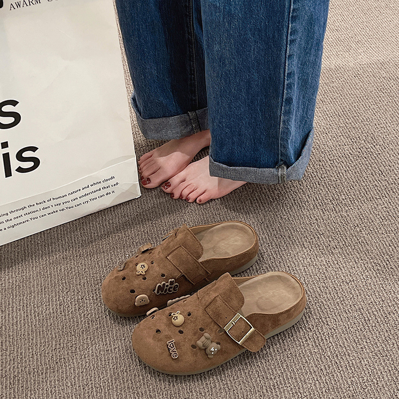 Birkenstock Half-Slippers for Women 2026 Spring/Summer New Thick-Soled Outdoor Retro High-End Cartoon Clogs Closed-Toe Slippers