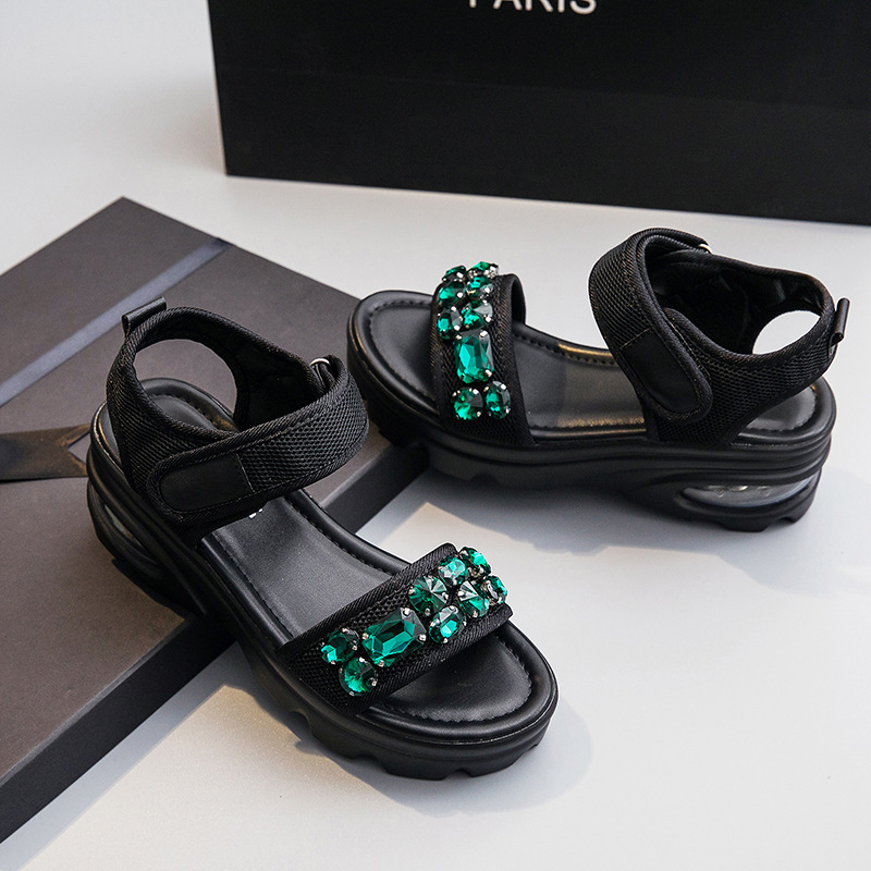 Fashionable women's casual sandals platform with velcro wedge heel…