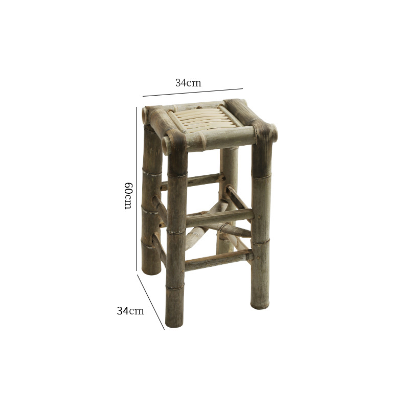 Fábrica directa silla de bambú silla de respaldo hecha a mano vieja silla de bambú tejido de caña silla casera pequeño taburete de bambú adulto bambú image 14