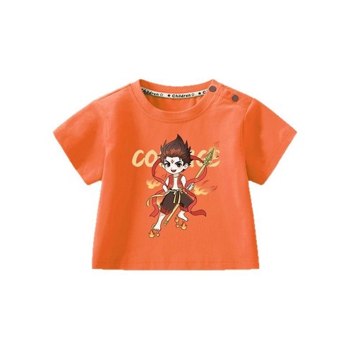 Boys' Short Sleeve 2025 Summer Kids A-Grade Pure Cotton T-Shirt Baby Nataku Top Children's Summer Clothing Girls