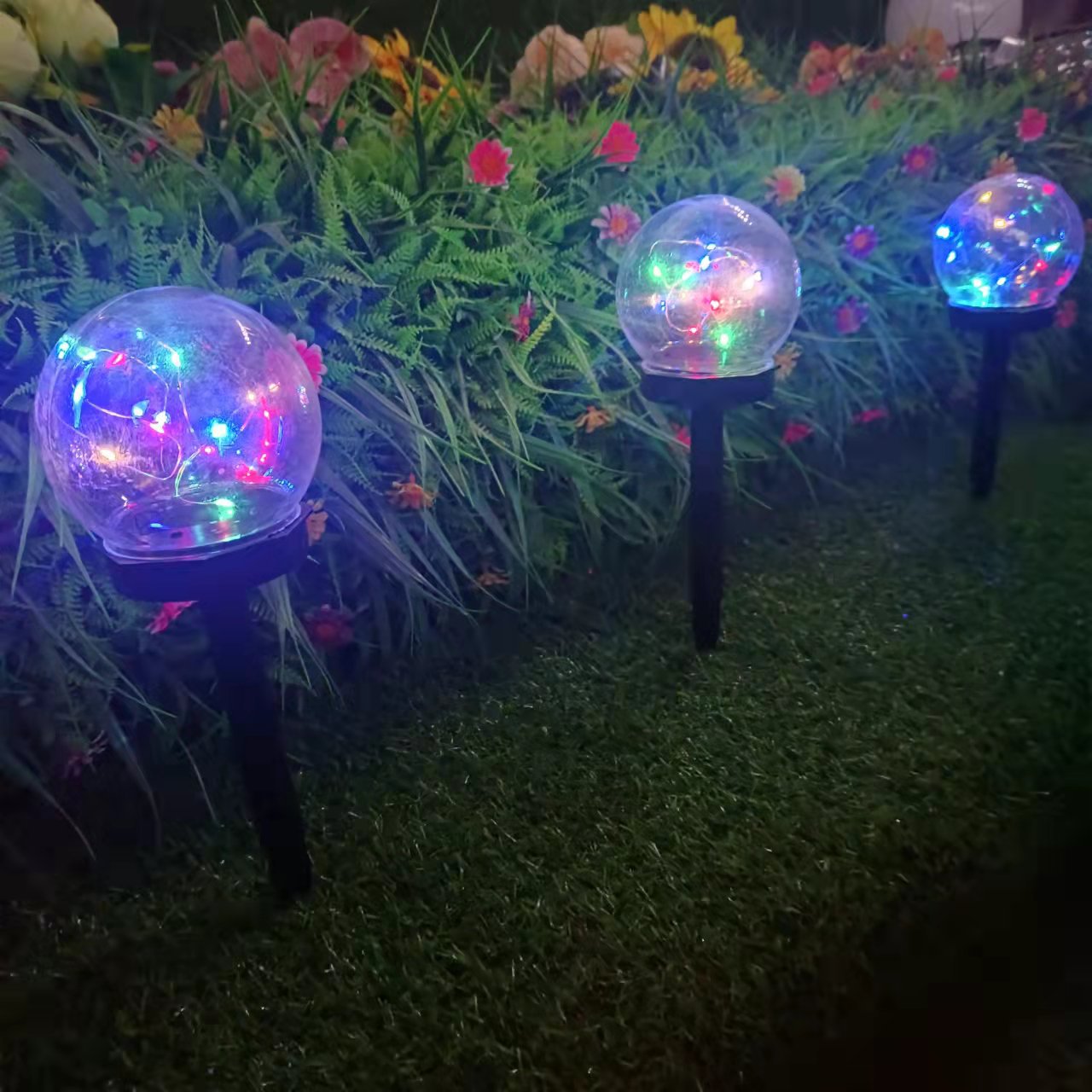 新款戶外太陽能七彩透明波波球庭院花園陽台景觀草坪燈