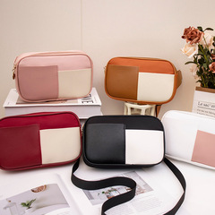 包包女2023新款洗水料撞色方形女士胸包休閒斜挎小包外貿零錢包包