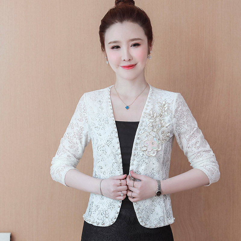 Women's Summer Thin Style 2022 New Short Shawl Jacket Thin with Skirt Lace Cardigan Cheongsam Waistoutwear