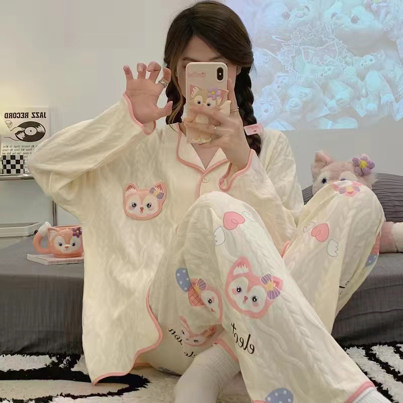 Pijamas nuevos para mujer, pantalones de manga larga para primavera y otoño, cárdigan para mujer, conjunto de ropa para el hogar para estudiantes, 2024 image 12
